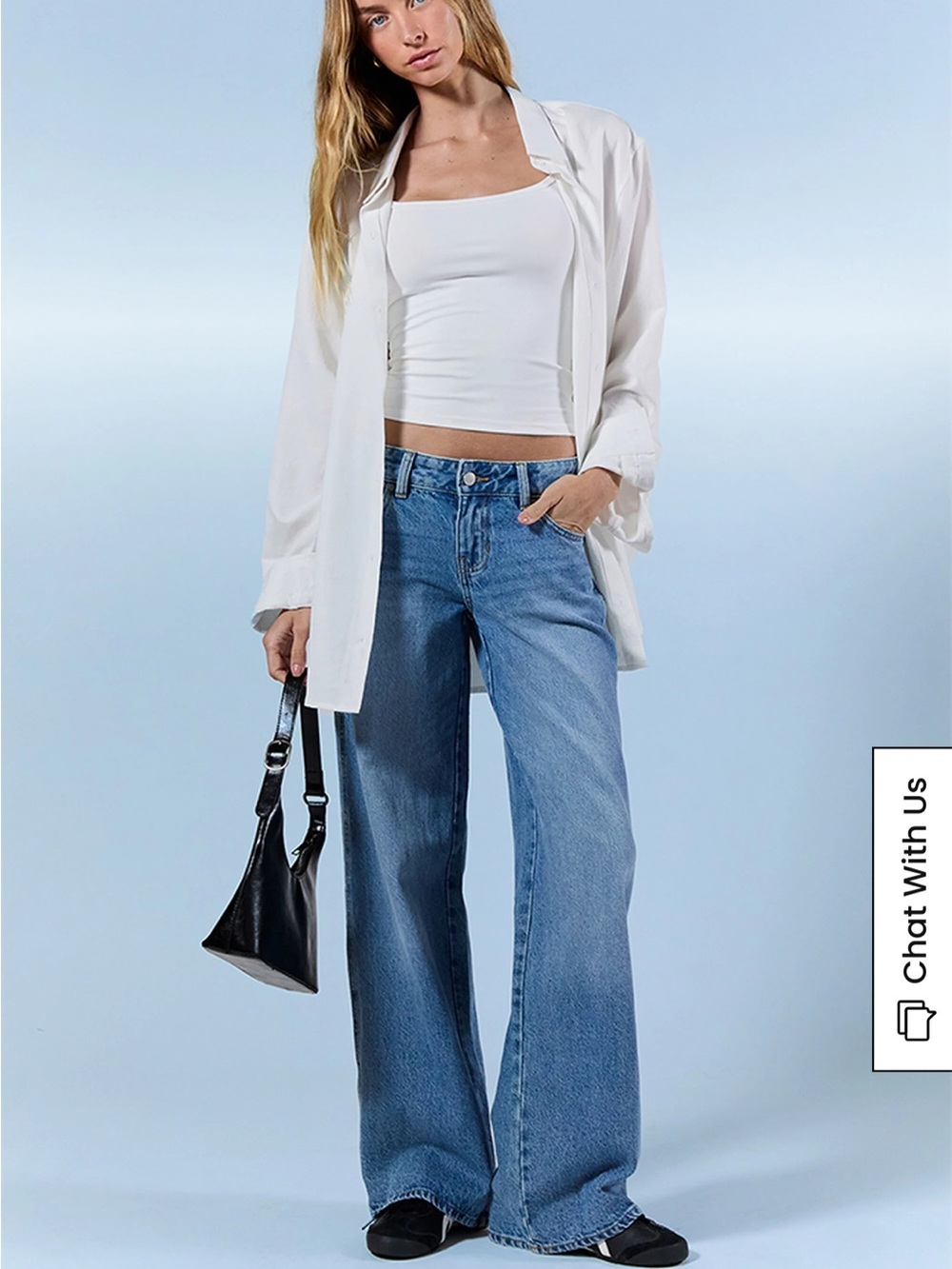 PacSun Casey Low Rise Baggy Jeans Womens 25 Medium Wash 100% Cotton Wide Leg Y2K